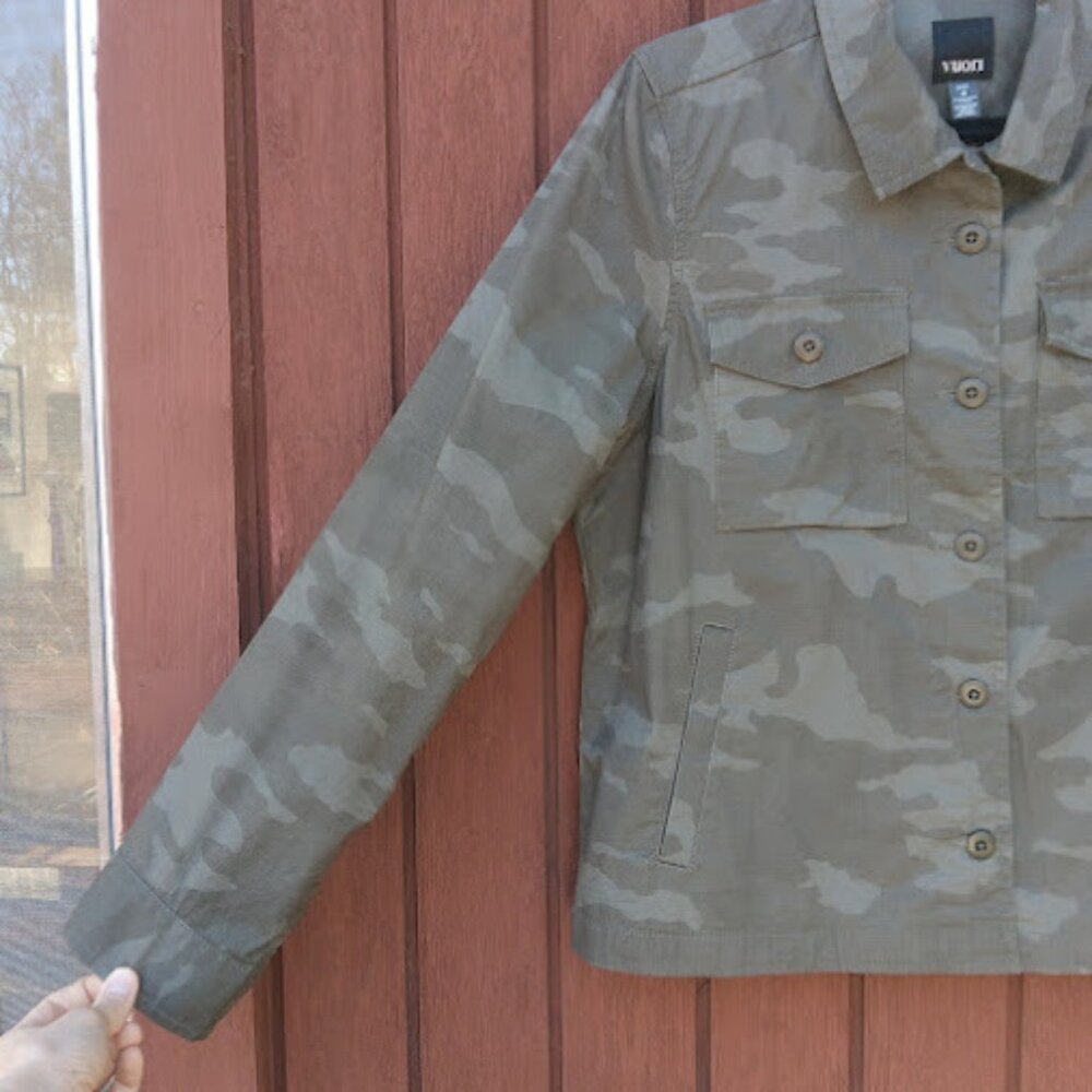 VUORI | Camo Oregano Green Ripstop Boxy Organic Cotton Button Up Front Jacket M - Picture 5 of 15